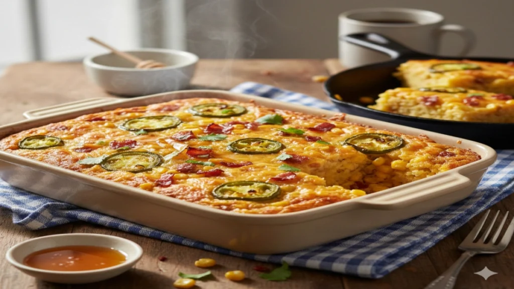 Sweet Jalapeno Corn Bread Breakfast Bake
